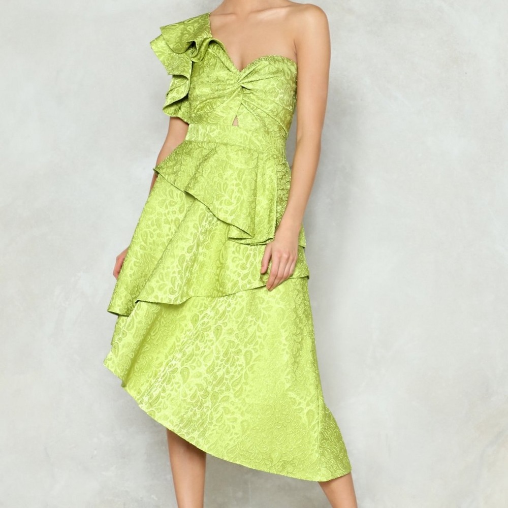 NASTY GAL ruffle lime dress